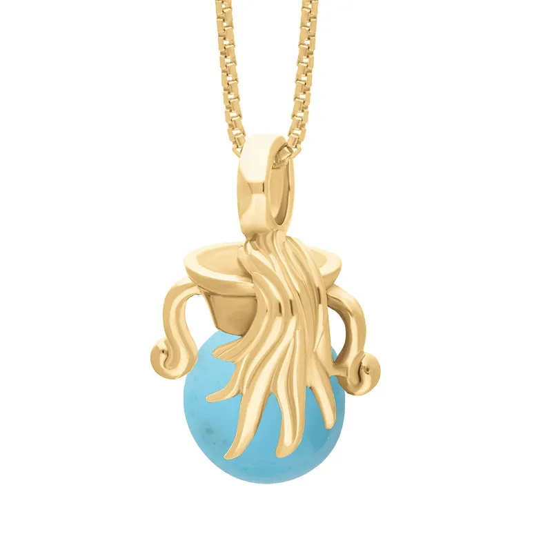 18ct Yellow Gold Turquoise Zodiac Aquarius 8mm Bead Pendant sold by Jura Watches product image thumbnail 2