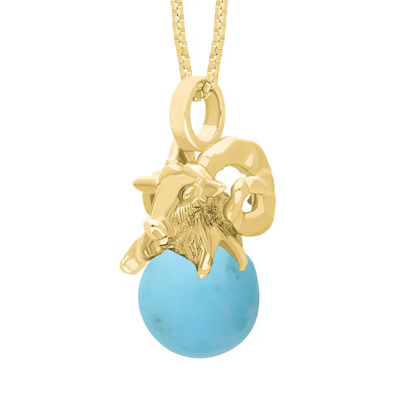 18ct Yellow Gold Turquoise Zodiac Aries 8mm Bead Pendant sold by Jura Watches product image thumbnail 2