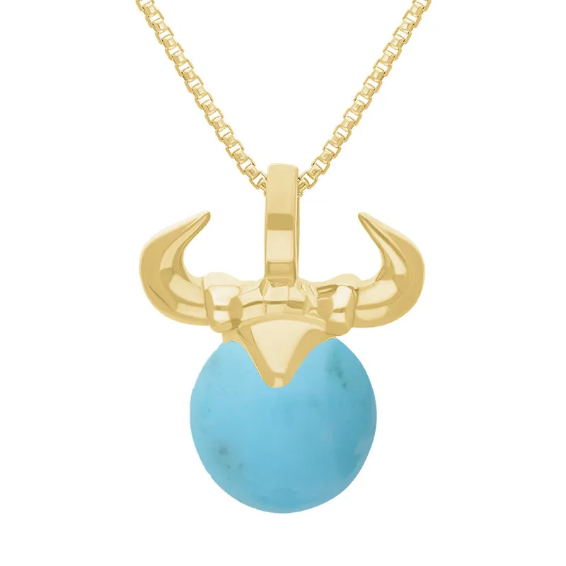 18ct Yellow Gold Turquoise Zodiac Taurus 10mm Bead Pendant sold by Jura Watches