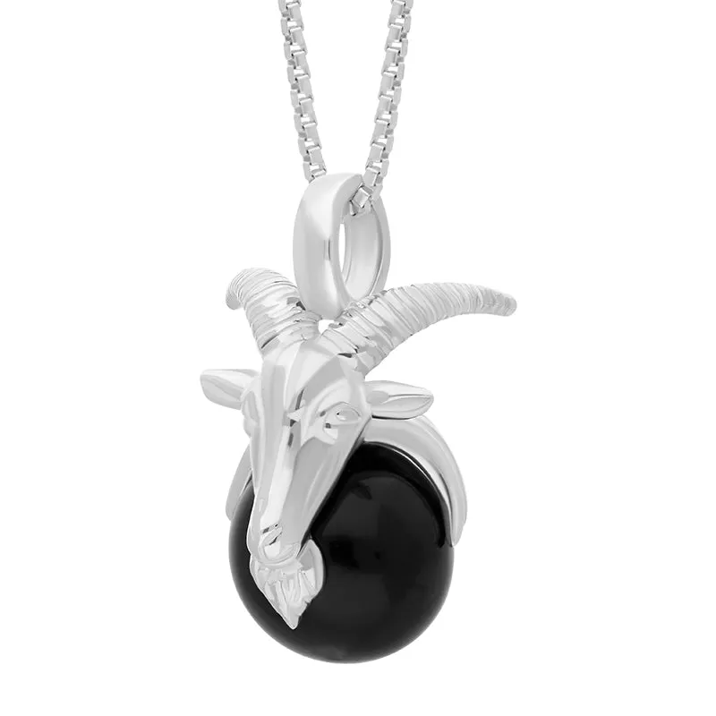 9ct White Gold Whitby Jet Zodiac Capricorn 9mm Bead Pendant sold by Jura Watches product image thumbnail 2