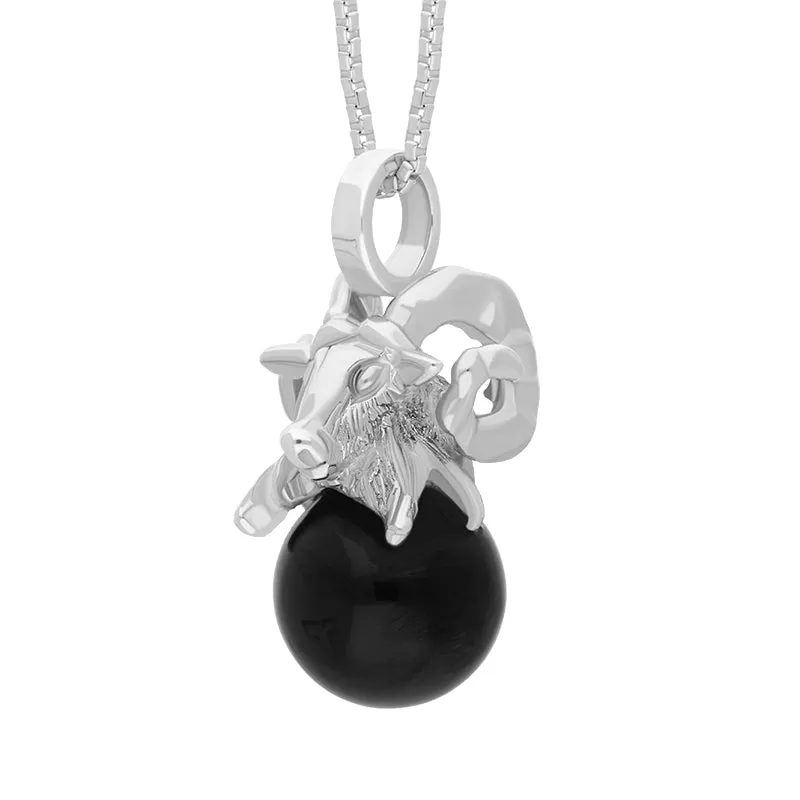 9ct White Gold Whitby Jet Zodiac Aries 8mm Bead Pendant sold by Jura Watches product image thumbnail 2