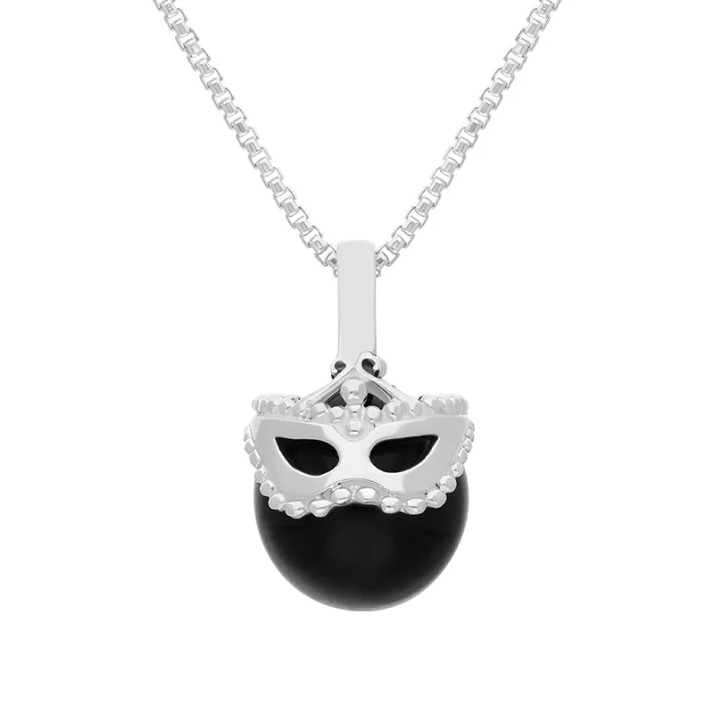 9ct White Gold Whitby Jet Zodiac Gemini 9mm Bead Pendant sold by Jura Watches