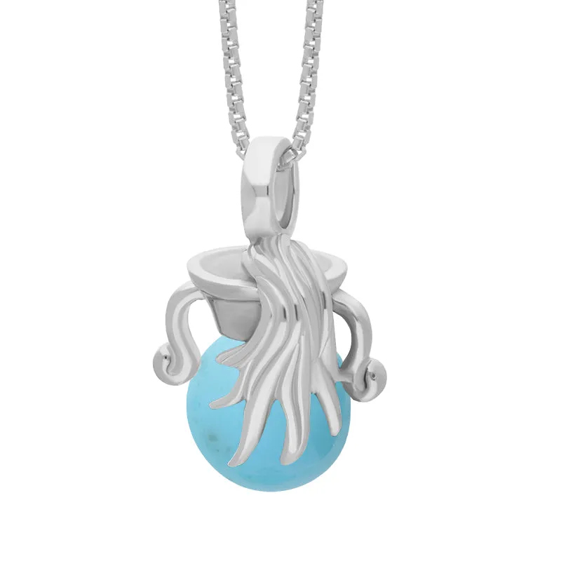 9ct White Gold Turquoise Zodiac Aquarius 8mm Bead Pendant sold by Jura Watches product image thumbnail 2