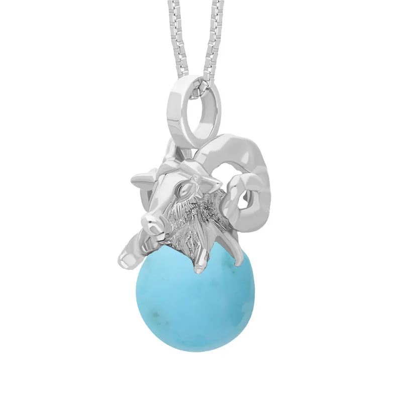 9ct White Gold Turquoise Zodiac Aries 8mm Bead Pendant sold by Jura Watches product image thumbnail 2