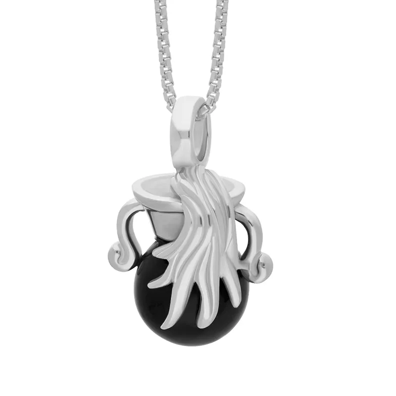 18ct White Gold Whitby Jet Zodiac Aquarius 8mm Bead Pendant sold by Jura Watches product image thumbnail 2