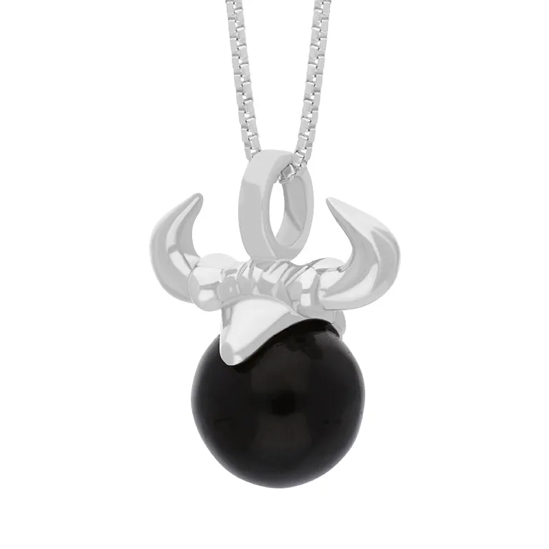 18ct White Gold Whitby Jet Zodiac Taurus 10mm Bead Pendant sold by Jura Watches product image thumbnail 2