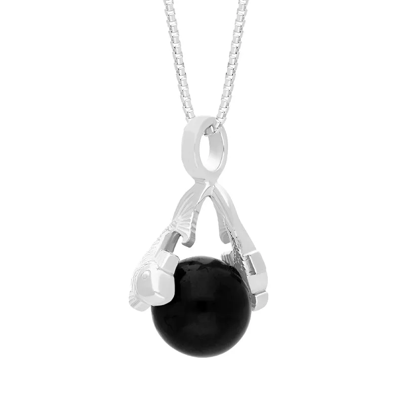 18ct White Gold Whitby Jet Zodiac Pisces 8mm Bead Pendant sold by Jura Watches product image thumbnail 2