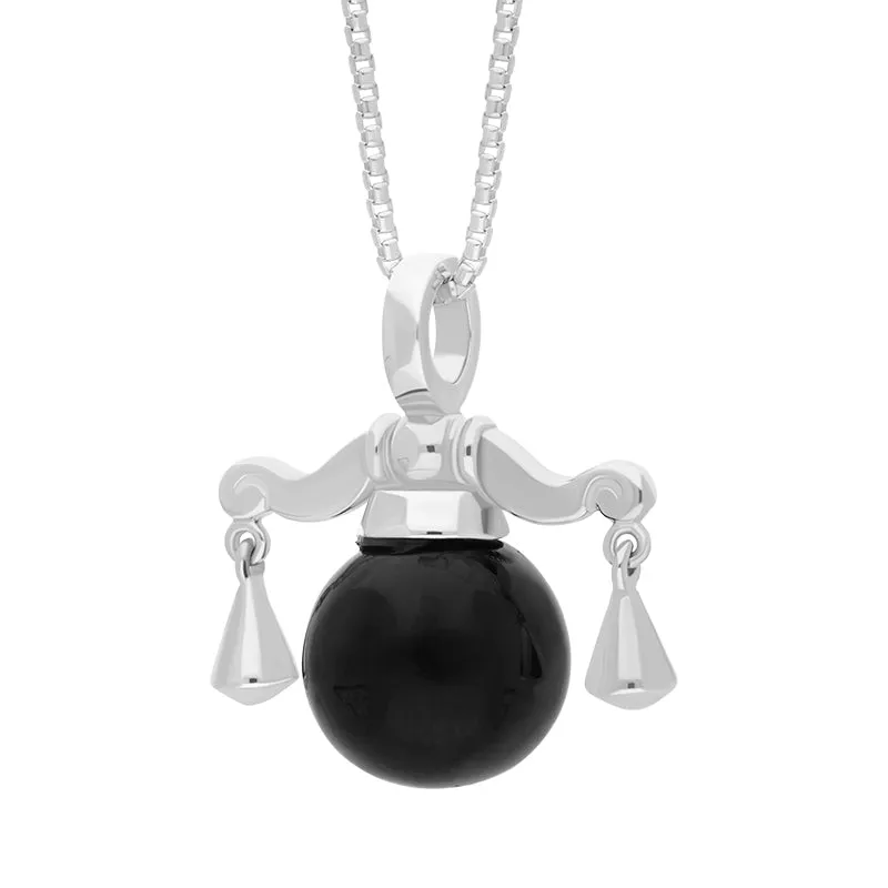 18ct White Gold Whitby Jet Zodiac Libra 8mm Bead Pendant sold by Jura Watches product image thumbnail 2