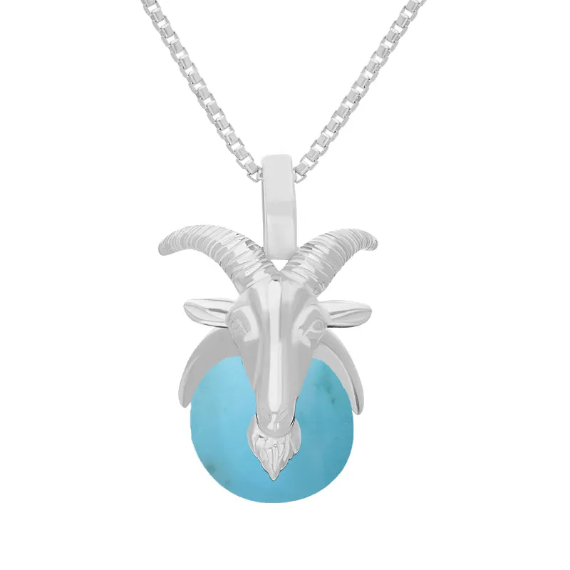 18ct White Gold Turquoise Zodiac Capricorn 9mm Bead Pendant sold by Jura Watches