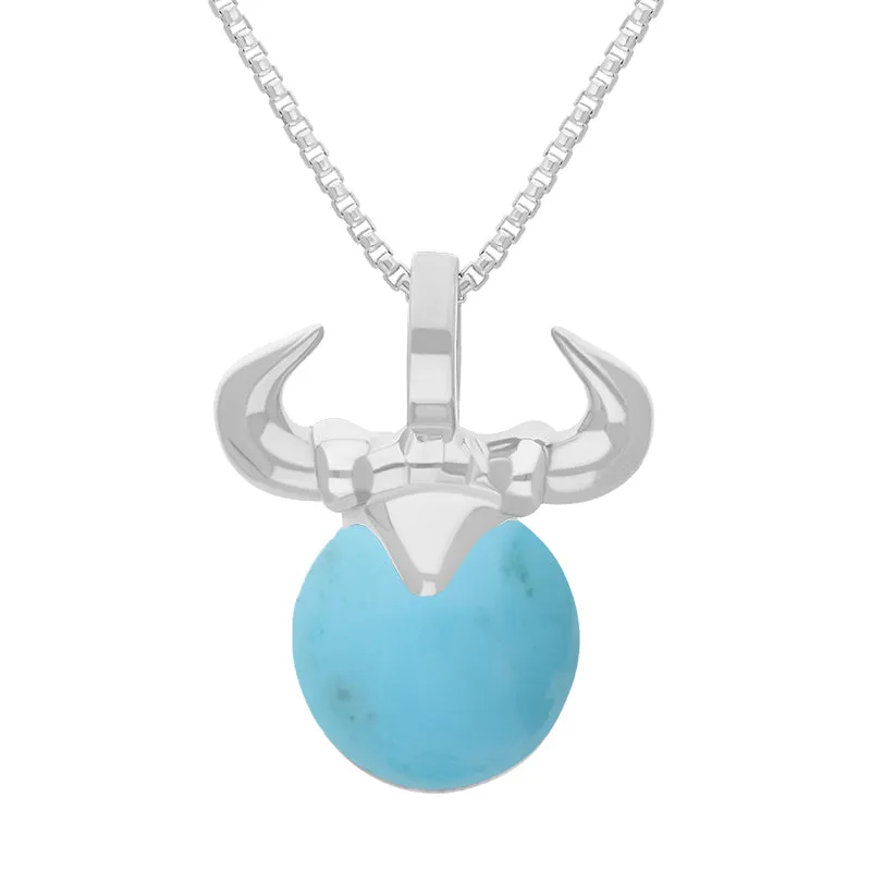 18ct White Gold Turquoise Zodiac Taurus 10mm Bead Pendant sold by Jura Watches