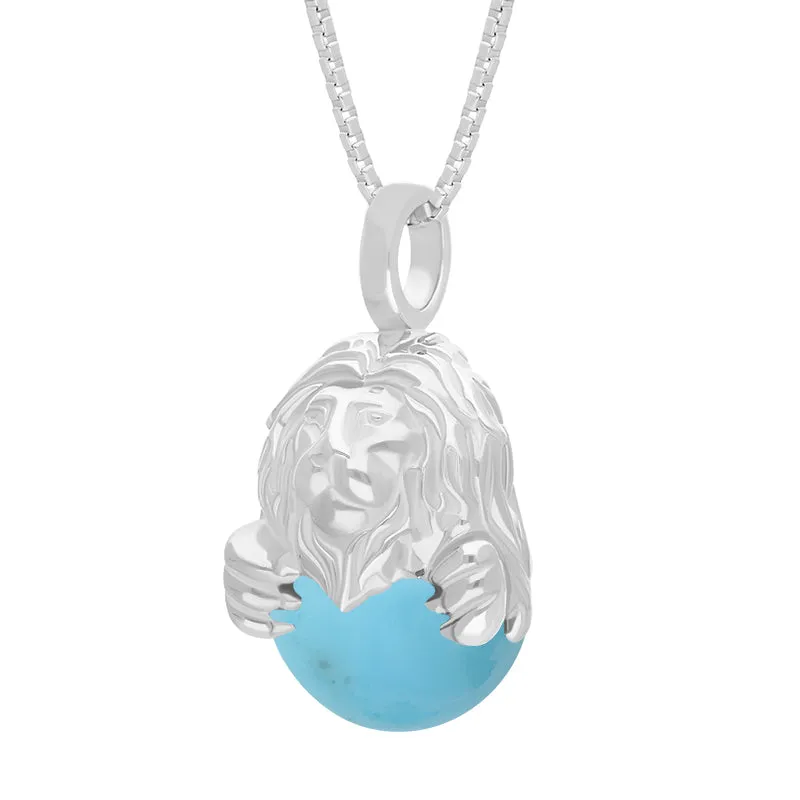 18ct White Gold Turquoise Zodiac Leo 10mm Bead Pendant sold by Jura Watches product image thumbnail 2