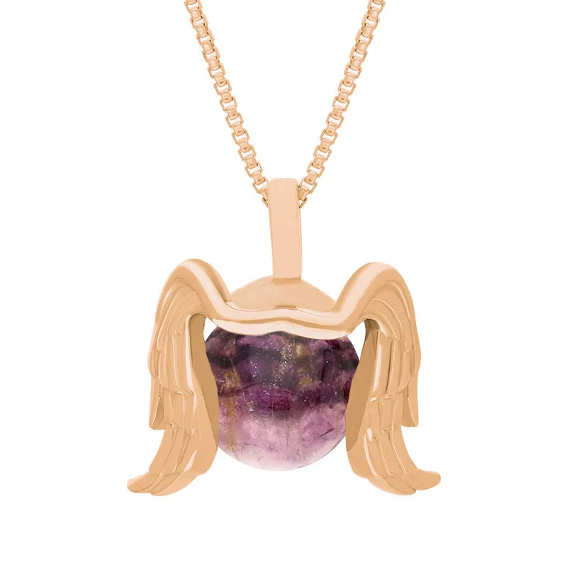 9ct Rose Gold Blue John Zodiac Virgo 10mm Bead Pendant sold by Jura Watches