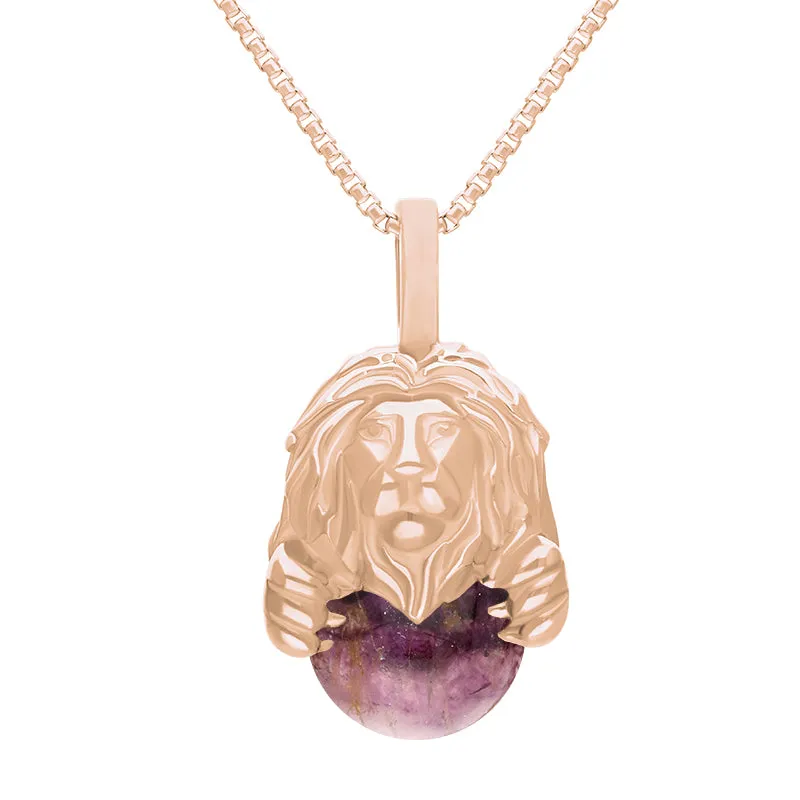 9ct Rose Gold Blue John Zodiac Leo 10mm Bead Pendant sold by Jura Watches