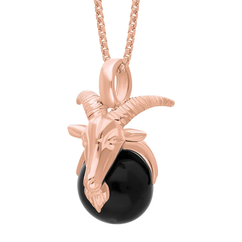 9ct Rose Gold Whitby Jet Zodiac Capricorn 9mm Bead Pendant sold by Jura Watches product image thumbnail 2