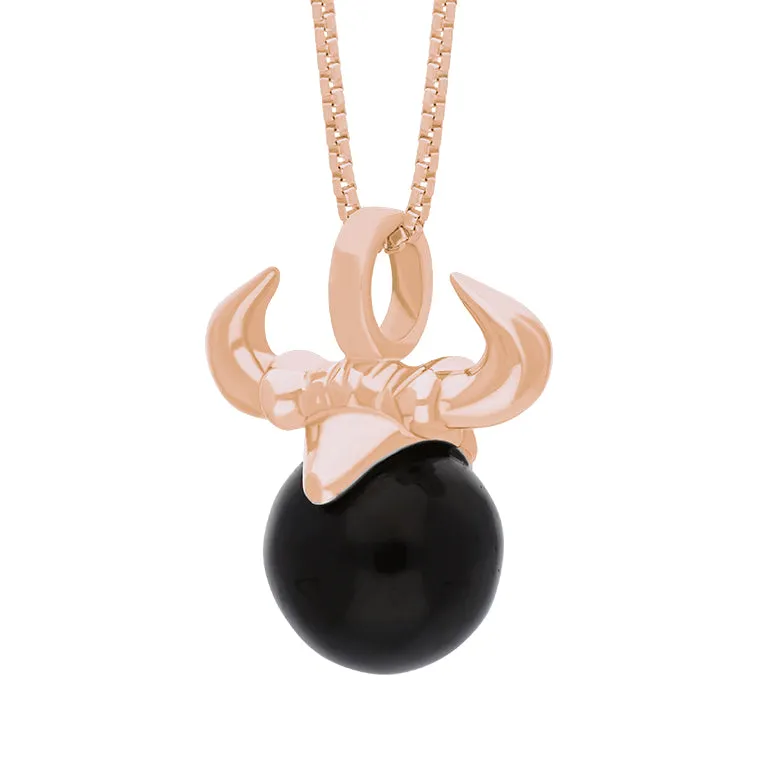 9ct Rose Gold Whitby Jet Zodiac Taurus 10mm Bead Pendant sold by Jura Watches product image thumbnail 2