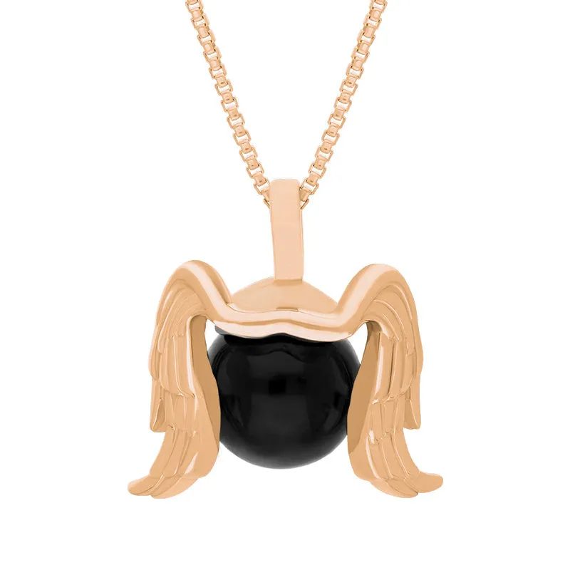 9ct Rose Gold Whitby Jet Zodiac Virgo 10mm Bead Pendant sold by Jura Watches