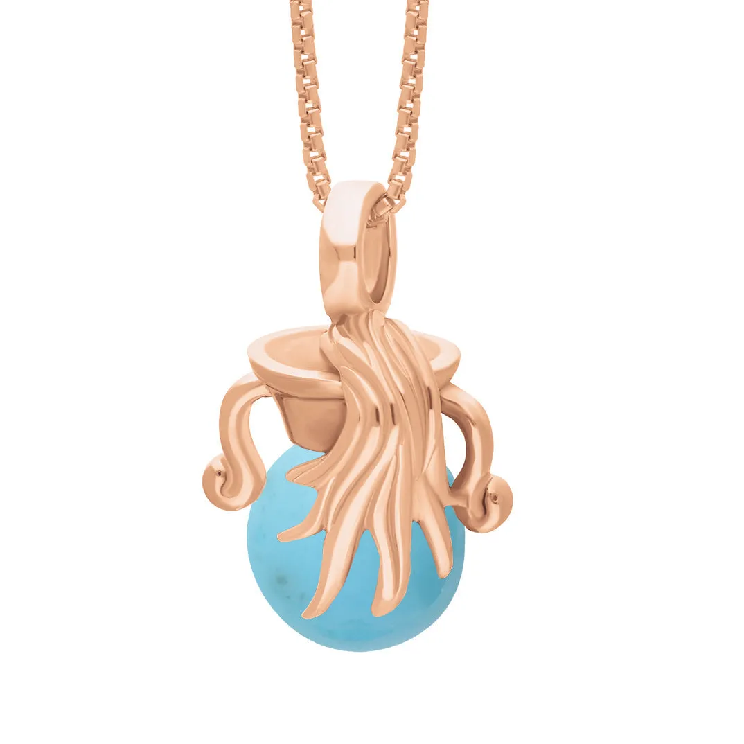 9ct Rose Gold Turquoise Zodiac Aquarius 8mm Bead Pendant sold by Jura Watches product image thumbnail 2