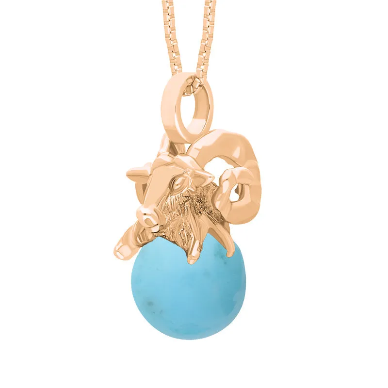9ct Rose Gold Turquoise Zodiac Aries 8mm Bead Pendant sold by Jura Watches product image thumbnail 2