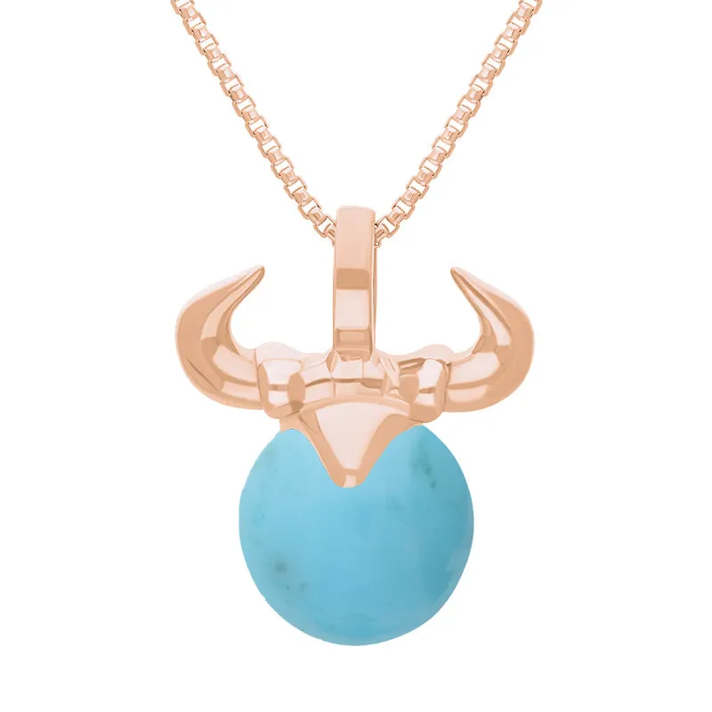 9ct Rose Gold Turquoise Zodiac Taurus 10mm Bead Pendant sold by Jura Watches