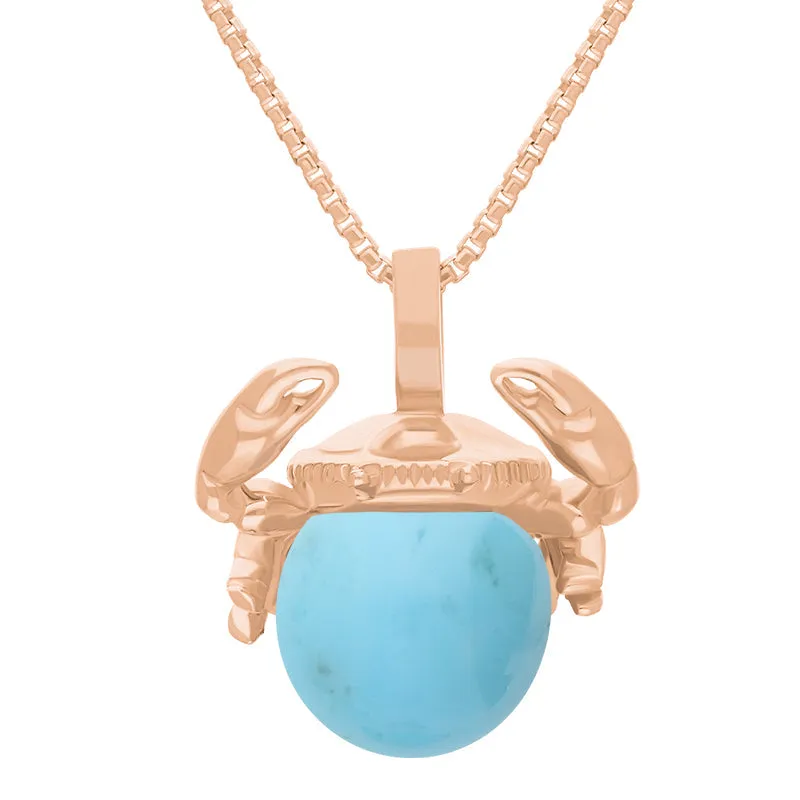 9ct Rose Gold Turquoise Zodiac Cancer 8mm Bead Pendant sold by Jura Watches