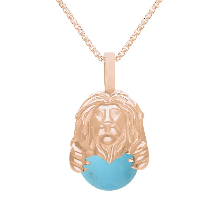 9ct Rose Gold Turquoise Zodiac Leo 10mm Bead Pendant sold by Jura Watches