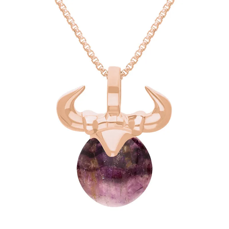 18ct Rose Gold Blue John Zodiac Taurus 10mm Bead Pendant sold by Jura Watches