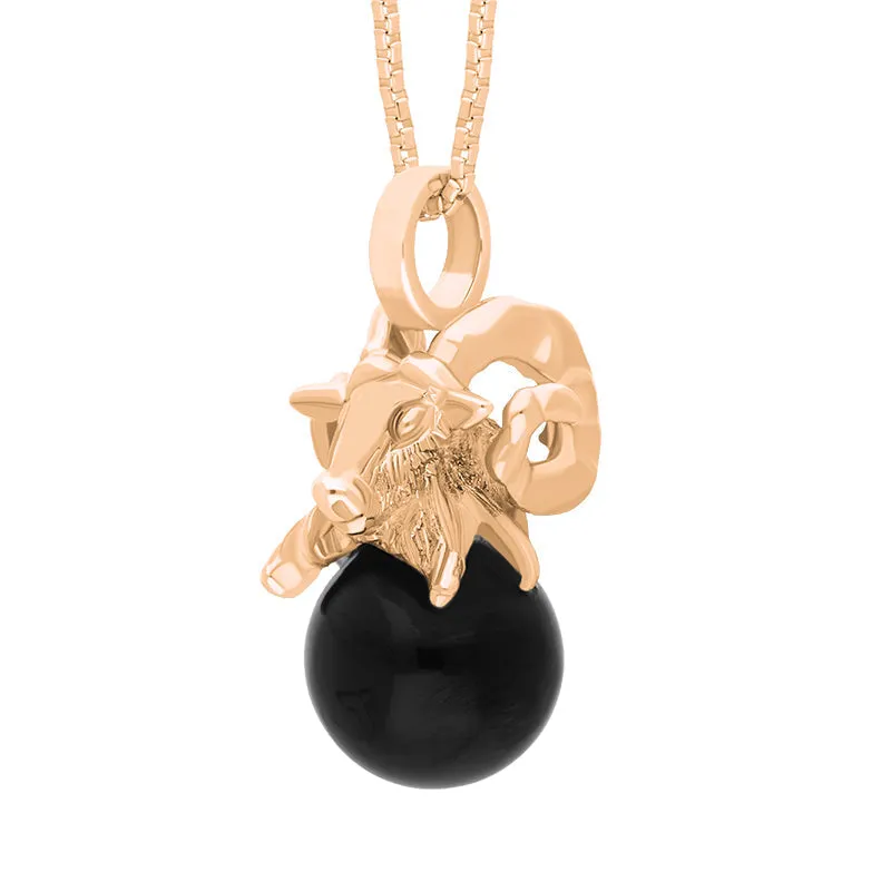 18ct Rose Gold Whitby Jet Zodiac Aries 8mm Bead Pendant sold by Jura Watches product image thumbnail 2