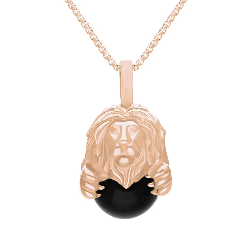 18ct Rose Gold Whitby Jet Zodiac Leo 10mm Bead Pendant sold by Jura Watches