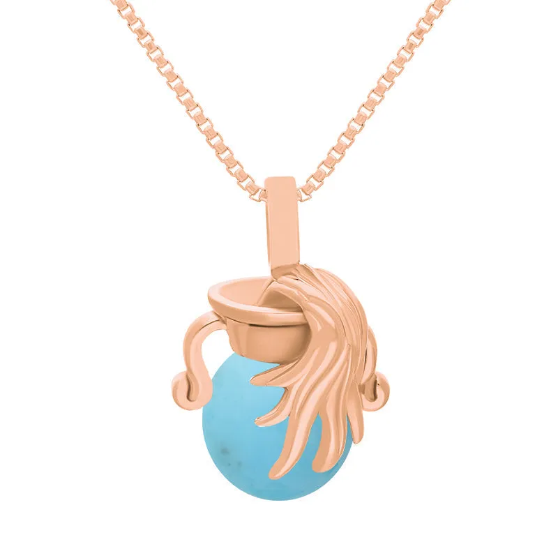 18ct Rose Gold Turquoise Zodiac Aquarius 8mm Bead Pendant sold by Jura Watches