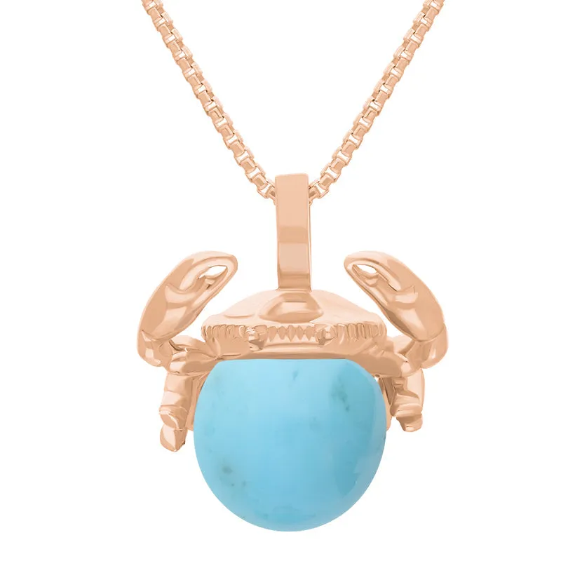 18ct Rose Gold Turquoise Zodiac Cancer 8mm Bead Pendant sold by Jura Watches