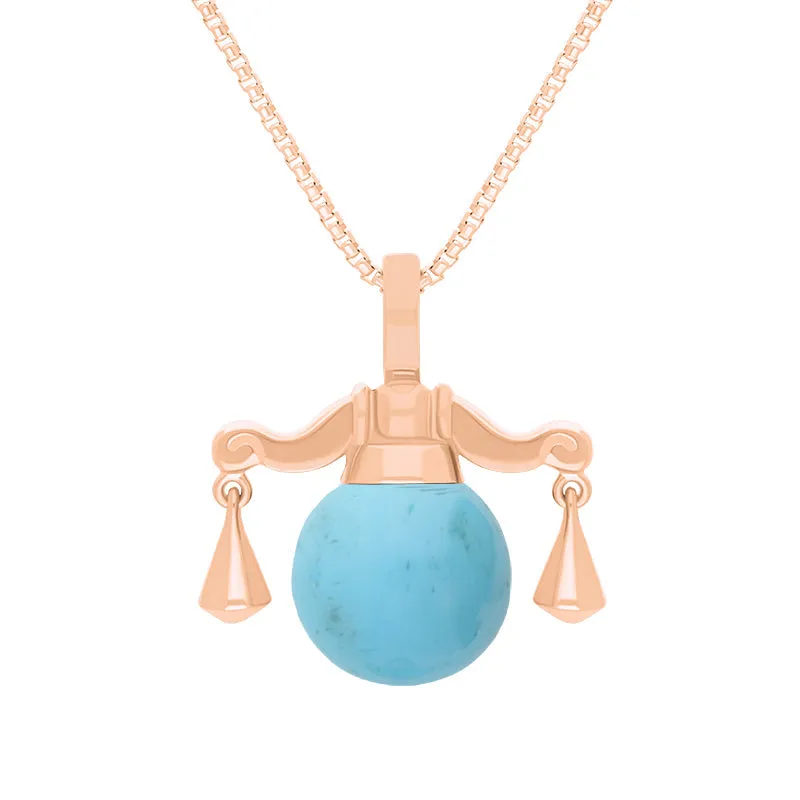 18ct Rose Gold Turquoise Zodiac Libra 8mm Bead Pendant sold by Jura Watches
