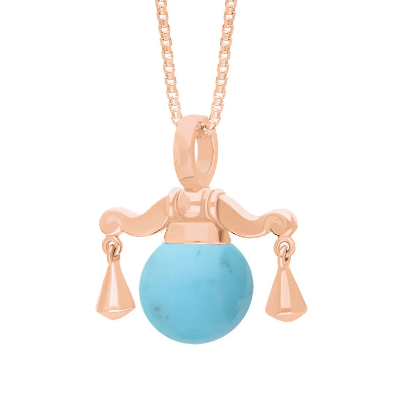 18ct Rose Gold Turquoise Zodiac Libra 8mm Bead Pendant sold by Jura Watches product image thumbnail 2