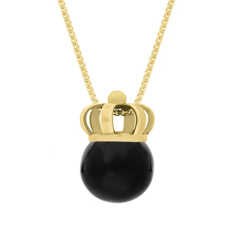 9ct Yellow Gold Whitby Jet Royal Crown 11mm Bead Pendant sold by Jura Watches product image thumbnail 2