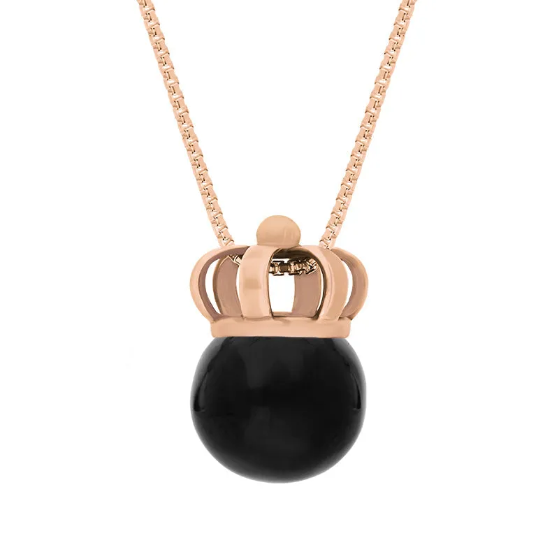 18ct Rose Gold Whitby Jet Royal Crown 11mm Bead Pendant sold by Jura Watches product image thumbnail 2