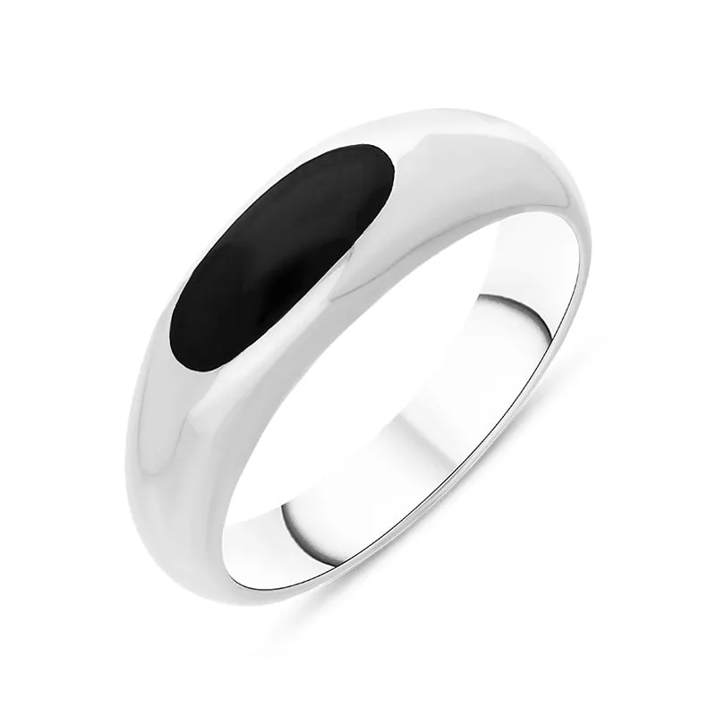 Sterling Silver Whitby Jet Slim Signet Ring sold by Jura Watches
