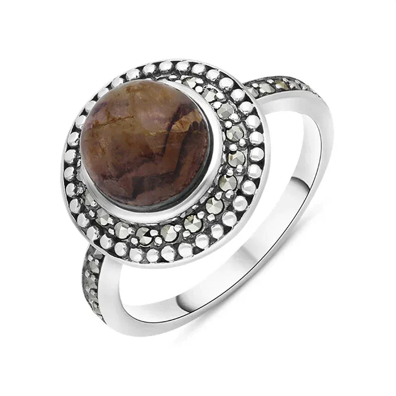 Sterling Silver Blue John Marcasite Frame Large Ring sold by Jura Watches