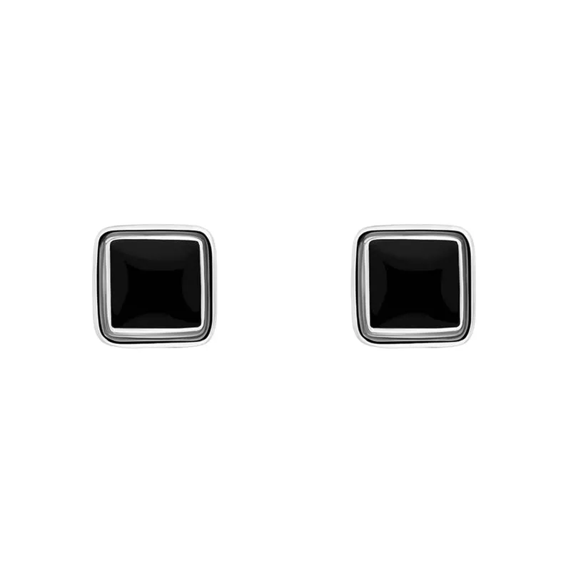 Sterling Silver Whitby Jet 8mm Square Stud Earrings sold by Jura Watches
