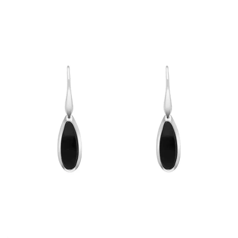 Sterling Silver Whitby Jet Pear Drop Earrings sold by Jura Watches