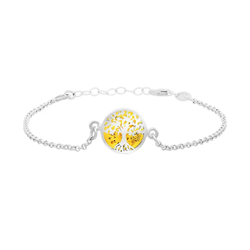 Sterling Silver Amber Round Tree of Life Chain Bracelet sold by Jura Watches product image thumbnail 2
