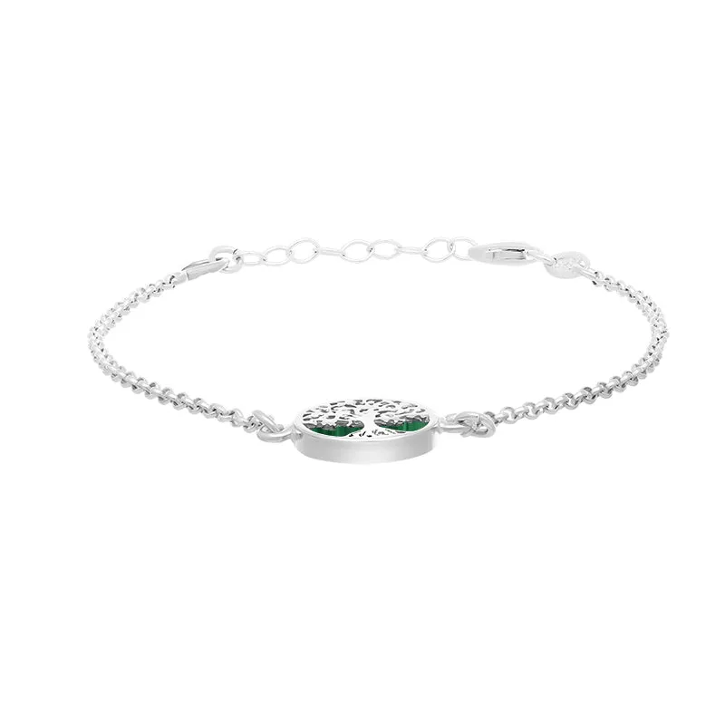 Sterling Silver Malachite Round Tree of Life Chain Bracelet sold by Jura Watches product image thumbnail 3
