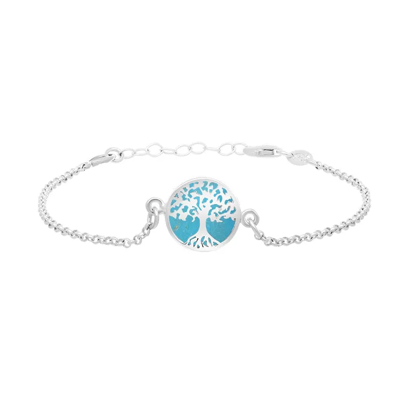 Sterling Silver Turquoise Round Tree of Life Chain Bracelet sold by Jura Watches product image thumbnail 2