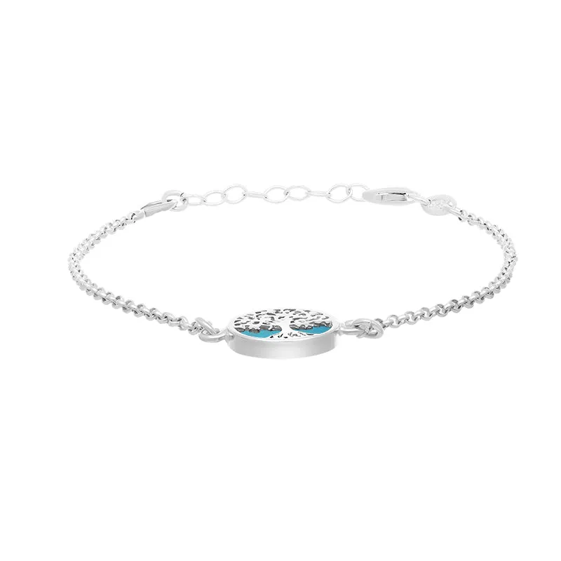 Sterling Silver Turquoise Round Tree of Life Chain Bracelet sold by Jura Watches product image thumbnail 3