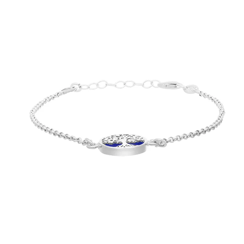 Sterling Silver Lapis Lazuli Round Tree of Life Chain Bracelet sold by Jura Watches product image thumbnail 3