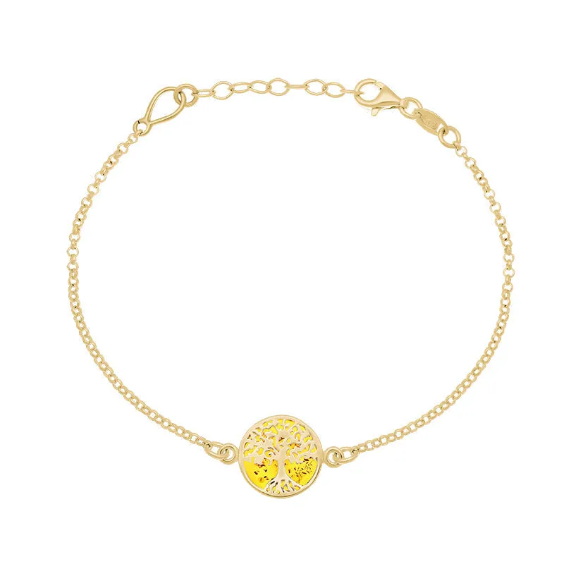 9ct Yellow Gold Amber Round Tree of Life Chain Bracelet sold by Jura Watches