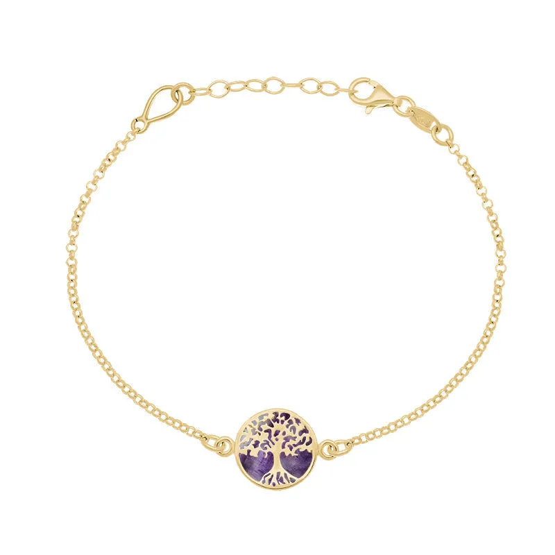 9ct Yellow Gold Blue John Round Tree of Life Chain Bracelet sold by Jura Watches