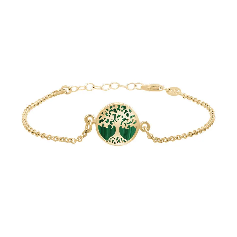 9ct Yellow Gold Malachite Round Tree of Life Chain Bracelet sold by Jura Watches product image thumbnail 2
