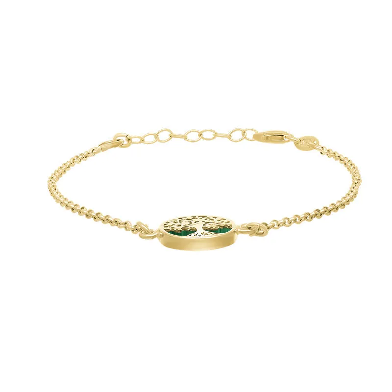 9ct Yellow Gold Malachite Round Tree of Life Chain Bracelet sold by Jura Watches product image thumbnail 3