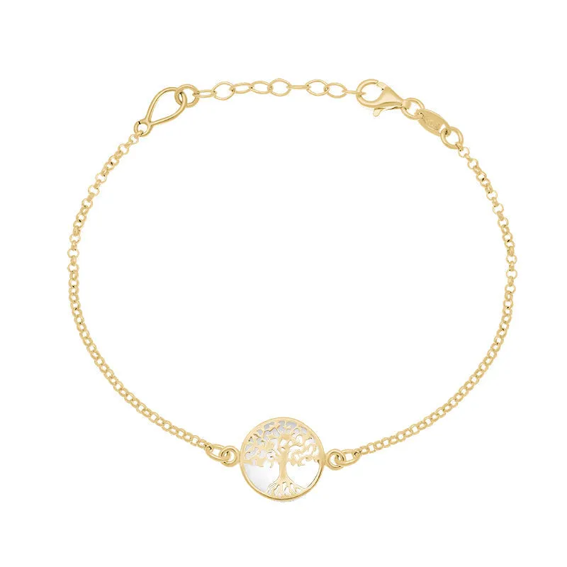 9ct Yellow Gold Bauxite Round Tree of Life Chain Bracelet sold by Jura Watches