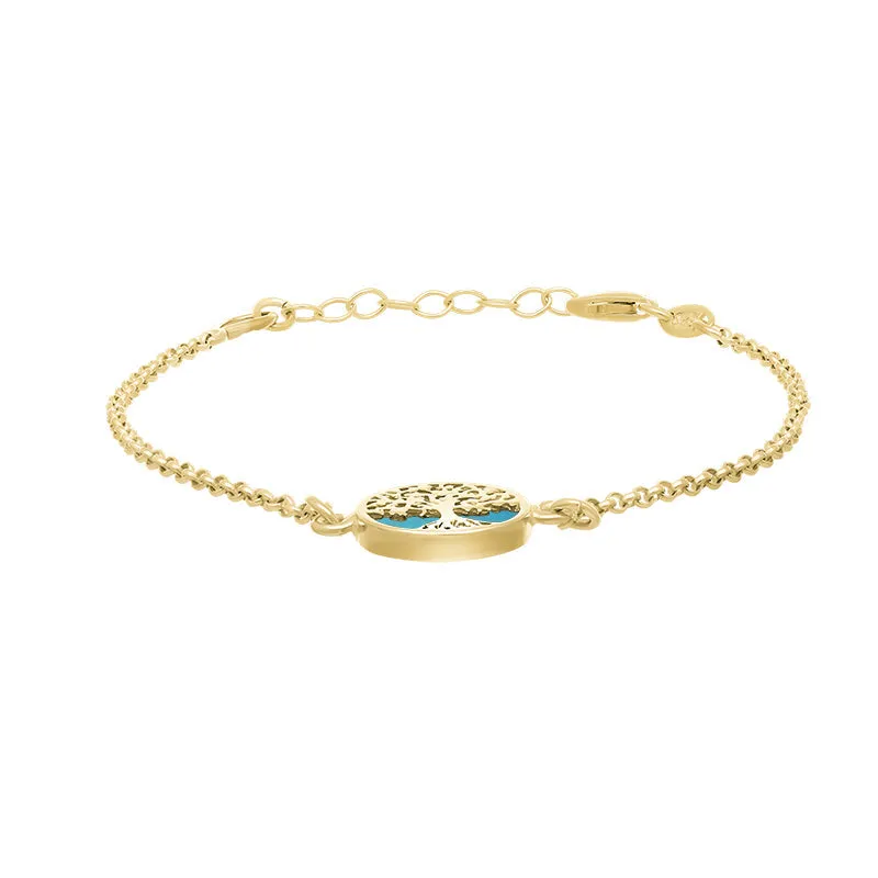 9ct Yellow Gold Turquoise Round Tree of Life Chain Bracelet sold by Jura Watches product image thumbnail 3