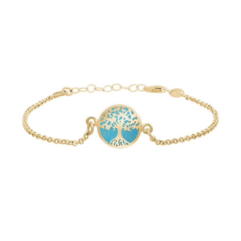 9ct Yellow Gold Turquoise Round Tree of Life Chain Bracelet sold by Jura Watches product image thumbnail 2